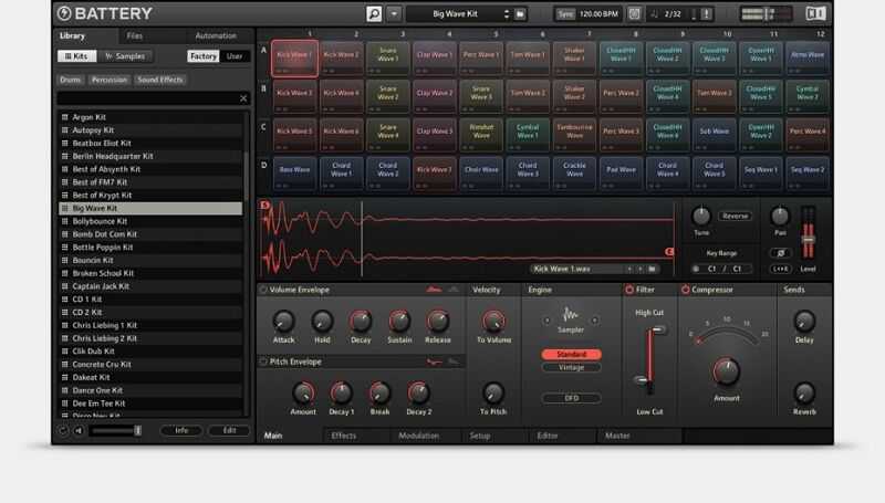           BATTERY 4 is the cutting-edge drum sampler – the worldwide studio choice for creative beat production. BATTERY 4 combines an updated library with a radically-intuitive workflow that keeps the focus on creativity. With a clear, compelling in