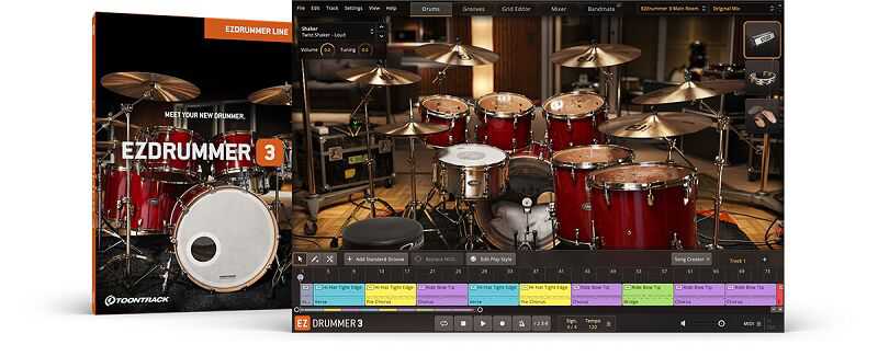 EZDRUMMER 3 Seven kits, percussion, mix-ready presets, drum grooves and a wealth of features designed with the creative songwriter in mind. ﻿ Fully resizable and scalable interface Onboard grid editor, step sequencer and more Find grooves using the B