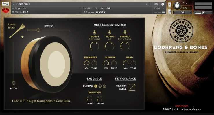 Red Room Audio Traveler Series Bodhrans and Bones 爱尔兰手鼓