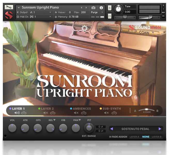 Soundiron Sunroom Upright Piano 温暖的立式钢琴 ( 2.2GB )