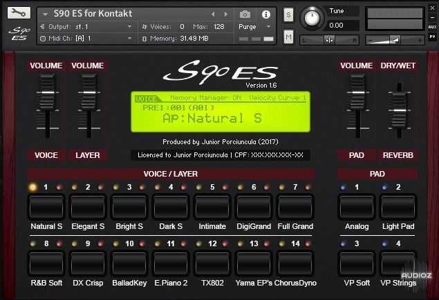 Júnior Porciúncula Yamaha S90 ES v1.6 KONTAKT 雅马哈键盘音源