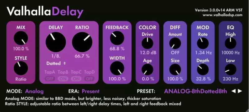 ValhallaDSP Valhalla Delay 经典延迟
