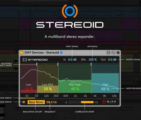 DIFF Devices STEREOID Max for live device 立体声宽带插件