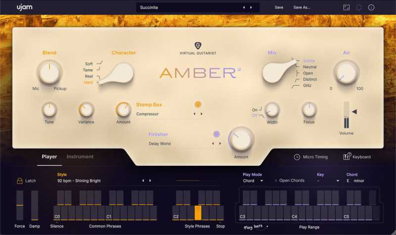 UJAM Virtual Guitarist Amber 2 虚拟吉他手: 优雅民谣 ( 15.3GB )