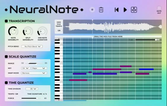 DamRsn NeuralNote (Audio To MiDi) v1.1.0 音频转MIDI
